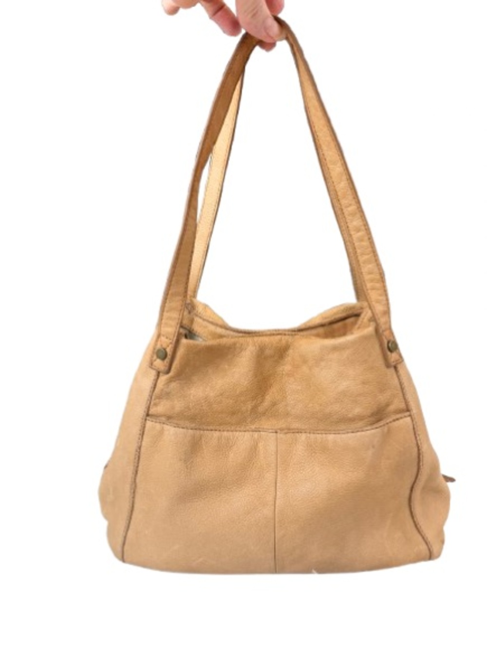 American Leather Co Liberty Tote Tan Genuine Leather Shoulder Hobo Bag Boho - Picture 1 of 16